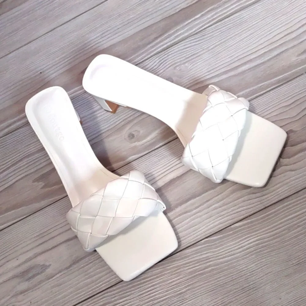 (85-3890) Coutgo Heeled Sandal Backless Strappy Open Toe Sz 7.5